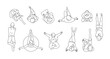 © ApoevArt - Simple line art illustration showing top views of people. Various poses including sitting, lying, and stretching. Minimalist style with a focus on geometric shapes.