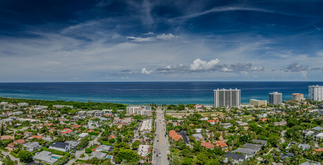 Wall Mural - Drone view of Boca Raton, Florida with city