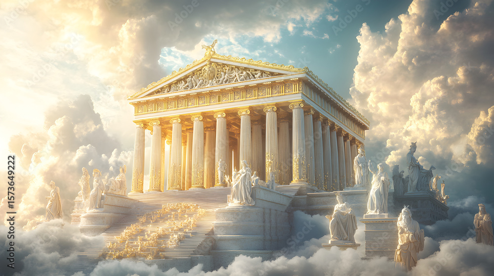 Detailed illustration of Mount Olympus as the divine abode of Greek ...