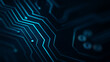© mine95 - Abstract dark blue circuit board pattern with glowing lines close up, illustrating a high-resolution tech environment often seen in deep computing visualizations