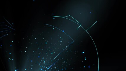 Wall Mural - abstract background with glowing particles and light lines. animation rotation of optical fiber wire