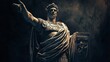© EmmiCybertron - A striking illustration of an ancient Roman emperor statue captured in dark lighting.