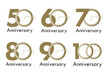 © Studio MUSUBI - シンプルなgold/金のアニバーサリーロゴセット(10周年 20周年 30周年 40周年 50周年 60周年 70周年 80周年 90周年 100周年 お祝い 周年記念 イベント 設立記念 anniversary celebration logo ベクター 編集可能)