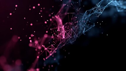 Wall Mural - abstract network illustration with connection lines and glowing dots, blending pink and blue