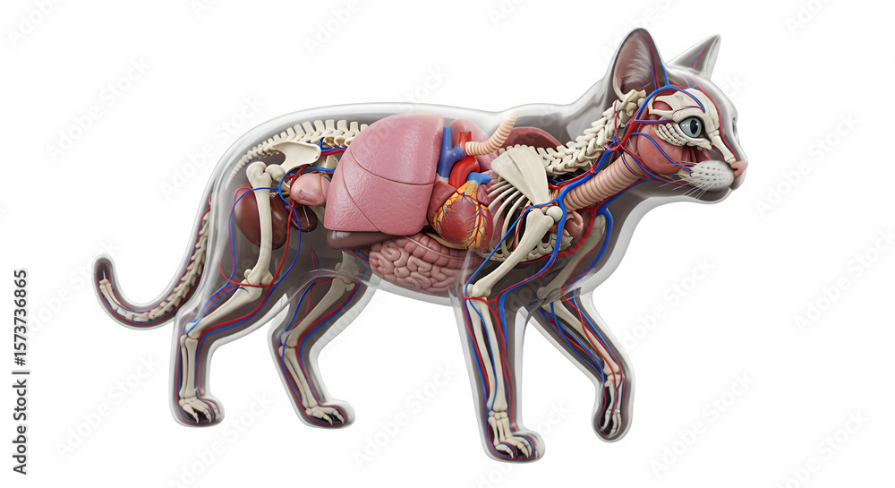 Cat anatomy diagram feline internal organs skeletal system ...