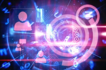 Wall Mural - Blue and red technology interface