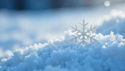 Canvas Print - mesmerizing close-up delicate snowflake in pristine snowdrift. intricate ice crystal details highlig