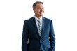 © The Stock Guy - Confident executive manager in formal suit smiling and looking aside, isolated on transparent background