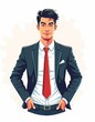 © Adeniadit - Vector illustration of a confident, successful young businessman isolated on a white background. Generate AI