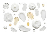 Assorted Cream and Gel Swatches on White Background