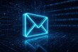 © Thitiporn - Digital Communication: A glowing neon email icon surrounded by an intricate circuit board pattern, representing digital communication in a hi-tech world.
