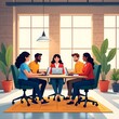 © Enrico - People Working in Modern Coworking Space – Flat Vector Office Illustration
