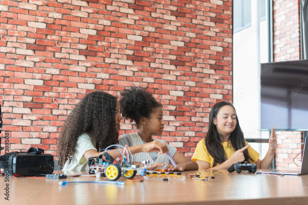Children Learning Robotics, Young Girls Engaged in Robotics and STEM ...