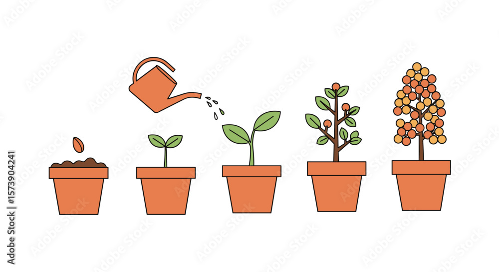 Visualizing the life cycle of a plant from seed to maturity ...