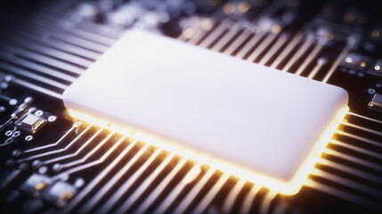 Wall Mural - illuminated microchip: close-up of an illuminated microchip, symbolizing the core of innovation and 