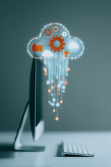 Wall Mural - cloud computing illustration: a contemporary illustration showcasing the concepts of cloud computing