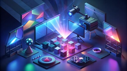 An abstract blue technology background featuring a world map