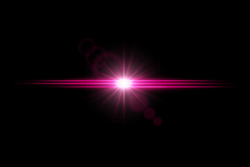 Wall Mural - bright color lens flare with central glow and horizontal light beams. radiant flash with dreamy ener