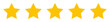 © Volodymyr - 5 star icon rank sign. Customers rating for product or service. Yellow five star review sign for app, website, ui design element. Transparent png and vector illustration.