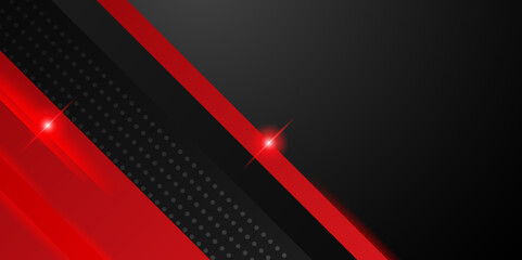 Wall Mural - abstract modern 3d red, black background with lines arrow geometric overlap shape elements. abstract