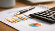 © Plaifah - A close-up of a printed financial report with a bar chart and a calculator on the desk.