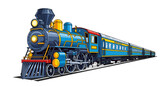 Vintage Steam Train Journeys Across Scenic Landscapes with Transparent Background