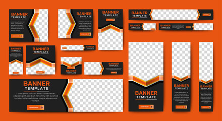 Wall Mural - editable modern business web banners set of standard sizes. business ad banner cover header backgrou
