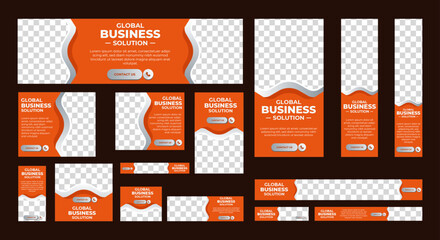 Wall Mural - digital business agency web set banner design for social media posts. vector abstract background and