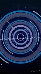 Wall Mural - animation of neon round scanner over data processing against black background