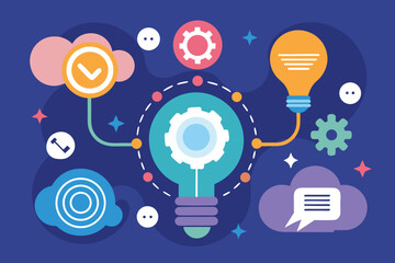 Creative illustration representing ideas innovation and concept development in business and technology