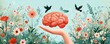 © Art_You - Hand holding a brain amidst a flourishing field of colorful flowers
