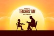© habib - Happy Teachers Day Silhouette of Teacher and Student with Bright Background
