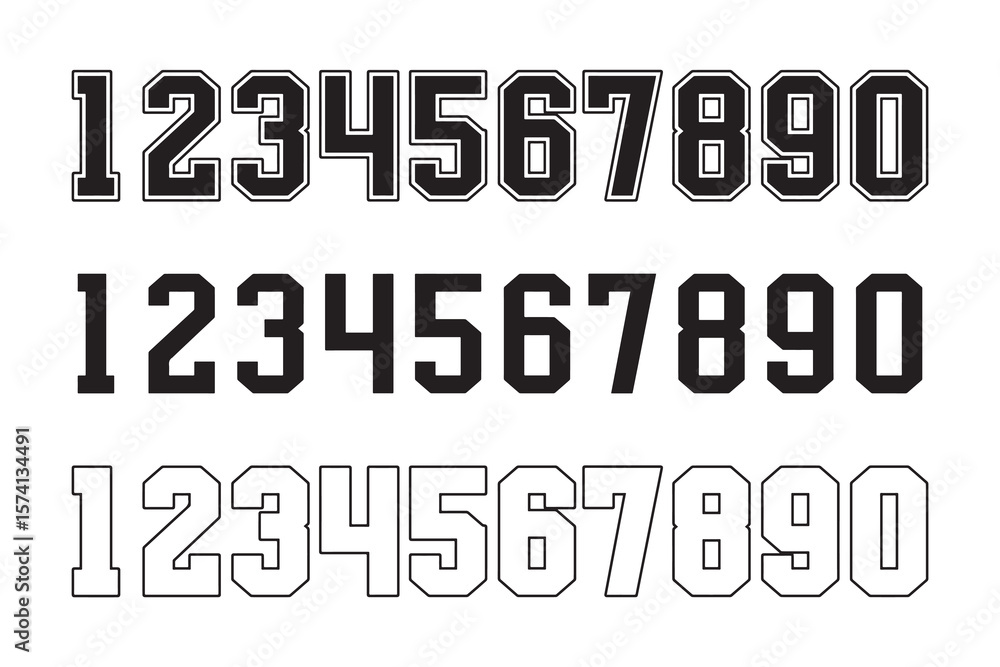 เวกเตอร์ Stock Sports Jersey Numbers set collection pack black icon ...