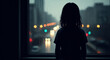 © Cliff - Lonely child silhouette in the window, concept of loneliness, sadness, nostalgia, childhood trauma, autism, abandonment, solitude