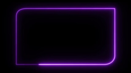 Wall Mural - Abstract glowing neon rectangle frame icon animation. Neon light rectangle frame loading icon animation.
