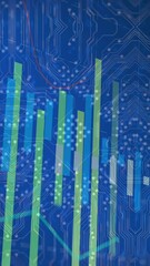 Canvas Print - animation of digital bar graphs and circuit patterns showing data analysis concept
