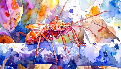 Assassin Bug poised with long rostrum.