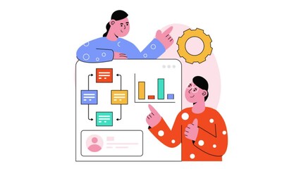 Wall Mural - Process Management  2D Flat Animation 