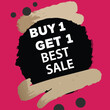 © Runa - Buy one, get one free special offer label. Sale retail business promotion sticker. Marketing advertising label template vector illustration