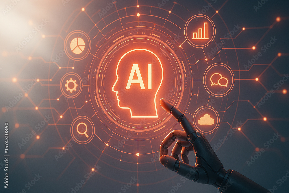 Generative artificial intelligence symbol. Robotic processes automation ...