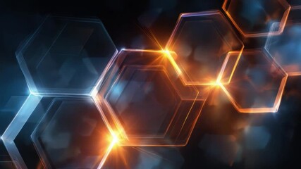 Wall Mural - technological hexagon: a captivating digital rendering showcases an intricate array of glowing hexag