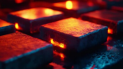 Wall Mural - experience captivating visuals of glowing metal surfaces. the footage highlights the interplay of li