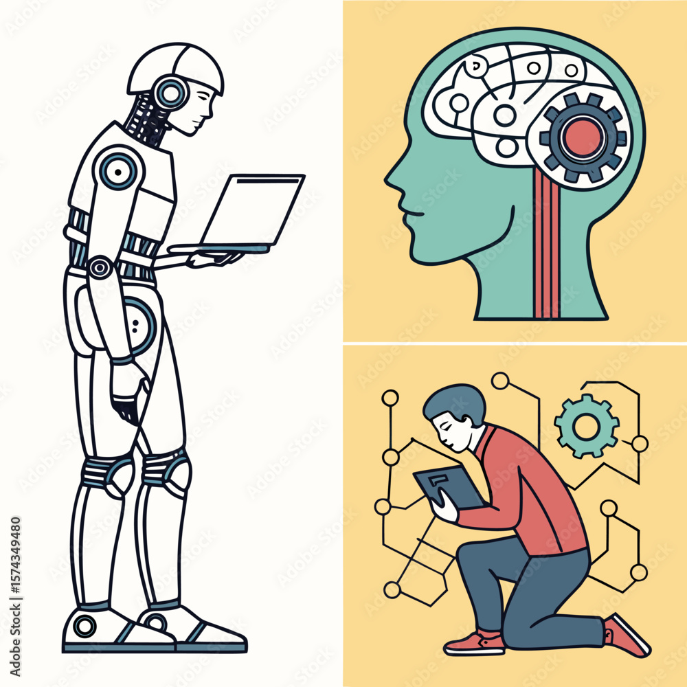 Illustration depicting the impact of artificial intelligence technology ...