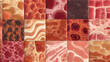© 洁 张 - A fractal pattern of carcinogenic warning labels crafted from processed meat textures, forming an infinite loop.