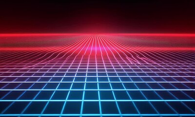 Wall Mural - abstract digital line background with glowing dots and lines forming an illuminated gradient of blue