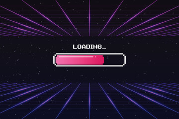 Wall Mural - loading bar. pixel art .8 bit. retro game. for game assets in vector illustrations. retro futurism s