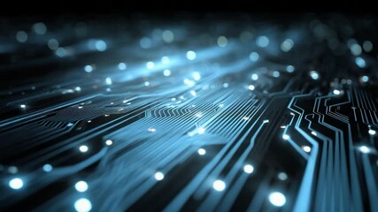 Wall Mural - digital circuitry: a striking display of a digital circuit board glows with a futuristic ambiance, h