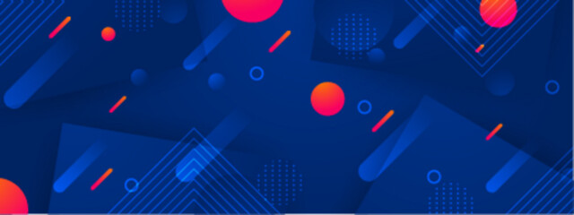 Wall Mural - abstract blue image with vibrant geometric shapes suitable for backgrounds, web design, or marketing