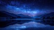 © Justlight - Alluring night scene with a rich blue sky and shimmering starry backdrop artfully manipulated white balance creating a captivating contrast perfect for travel and adventure concepts.