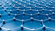 © artbase - Graphene Atomic Structure on Blue Background – Close-Up Visualization of Hexagonal Carbon Lattice in Nanotechnology and Material Science